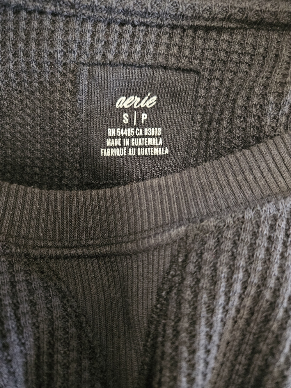 aerie Black Waffle Knit Crewneck Sweater - Picture 5 of 5